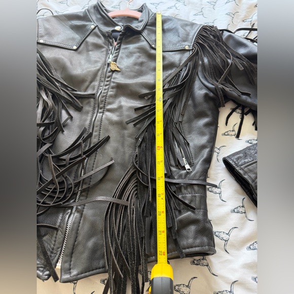 Harley-Davidson Black Leather Fringe Motorcycle Jacket - Picture 6 of 12